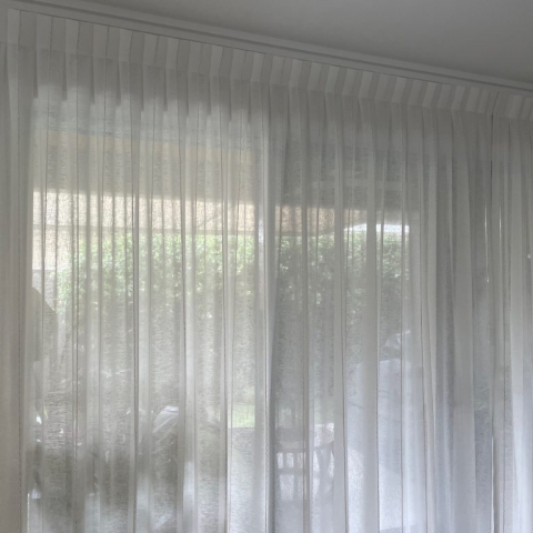 reverse pleat, box pleat, pleated, sheers, curtains, drapes, stripes, linen-look